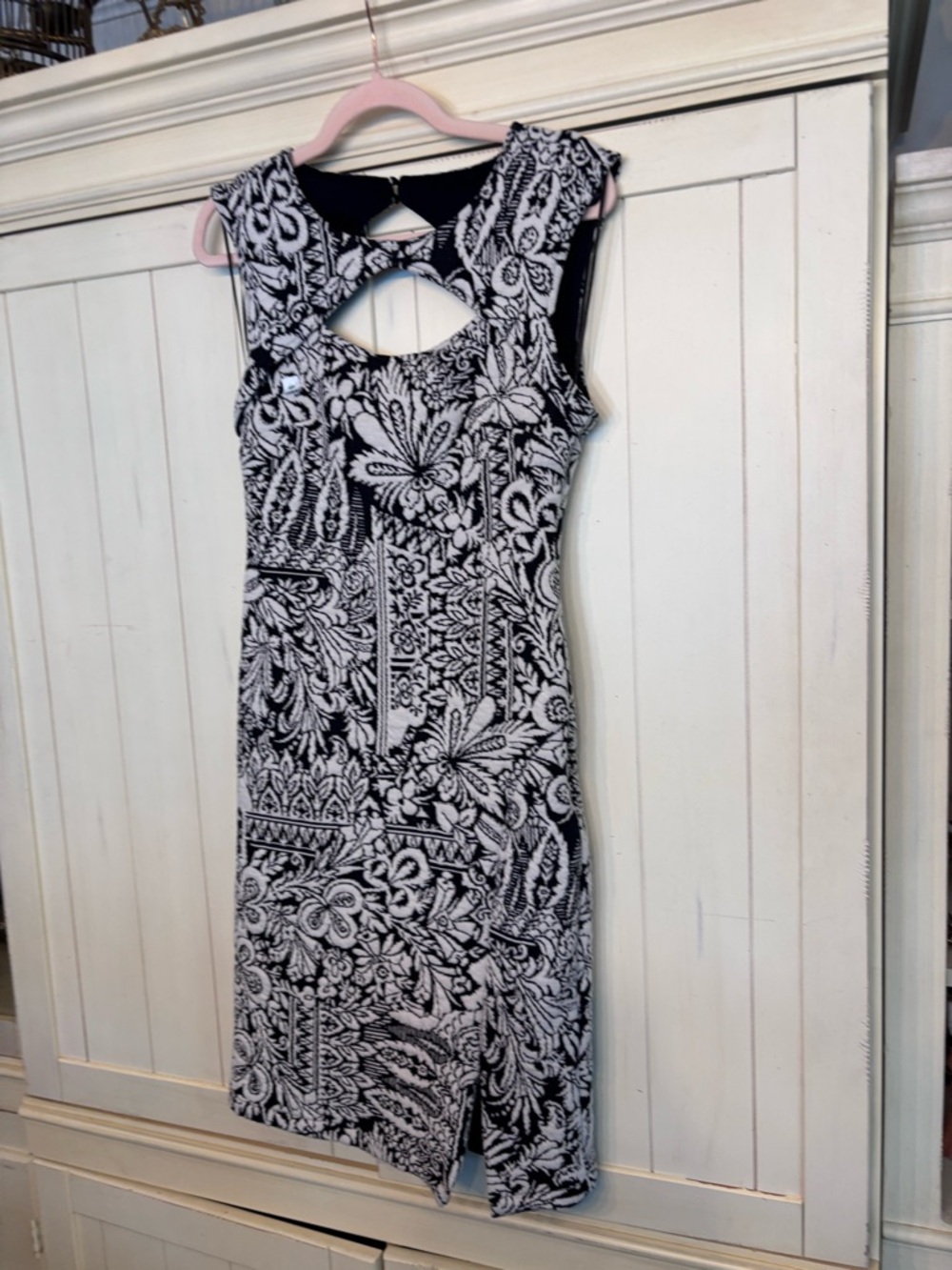 Anthropologie Black & White Cutout Midi Dress